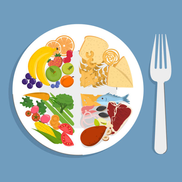 Illustration of a plant and bowl symbolizing balanced, nourishing food choices as part of daily well-being